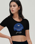 Moon print good night letter short sleeves