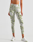 Flower white lily green wheat watercolor leggings