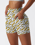 Gold lightning white yoga shorts