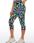 Animal bright colorful leopard pattern doodles capris