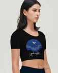 Moon print good night letter short sleeves