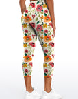 Flower watercolor pink and orange hibiscus leggings