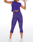 Flower hand drawn chicory purple capris