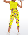 Cosmetic set perfume lipstick print yellow capris