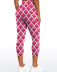 Seamless red pink lantern pattern leggings