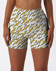 Gold lightning white yoga shorts