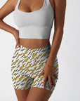 Gold lightning white yoga shorts