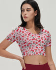 Flower pink ditsy wildflower short sleeve tops