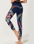 Love hip heart colorful flower splice dark blue leggings