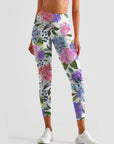 Flower hydrangea roses and leaves leggings