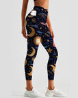 Star moon galaxy design leggings