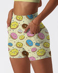 Cartoon hand drawn colored donuts shorts