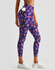 Purple paisley print design leggings