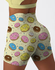 Cartoon hand drawn colored donuts shorts