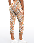 Flower retro orange stitching leggings