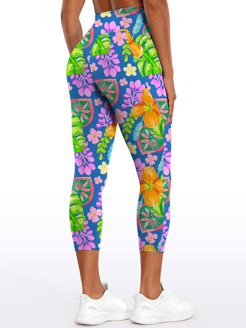 Colorful watercolor tropical leaves leggings