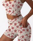 Flower hibiscus light pink shorts