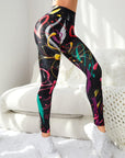 Love paint heart shape black yoga leggings