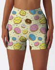 Cartoon hand drawn colored donuts shorts