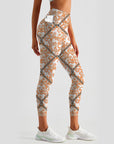 Flower retro orange stitching leggings