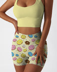 Cartoon hand drawn colored donuts shorts