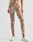 Flower retro orange stitching leggings