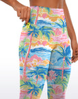 Botanical colorful tropical print with palm trees leggings