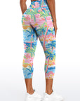 Botanical colorful tropical print with palm trees leggings