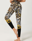 Animal leopard print gold chain leggings