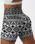 Ethnic tribal aztec motives black white shorts