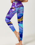 Tie dye water ripple gilt blue and purple leggings