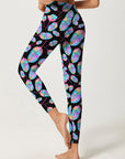 Botanical colorful glowing leaves leggings