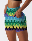 Geometry colorful humanoid gradient shorts