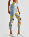 Botanical forest racecourse print yoga leggings