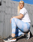 Gilt blue marble water ripple leggings