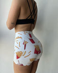 Cartoon french fries pattern print shorts