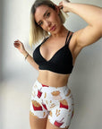 Cartoon french fries pattern print shorts