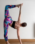 Tie dye still life with psychedelic colored water ripple leggings