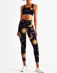 Star moon galaxy design leggings