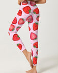 Fruit kawaii strawberry characters pink leggings