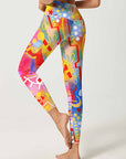 Geometric color block print leggings