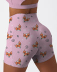 Animal cute red fox pink shorts