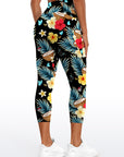 Botanical tropical coconut with leaves and flowers leggings