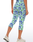 Blue 3D flower leaves capris