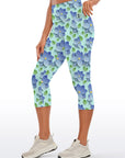 Blue 3D flower leaves capris