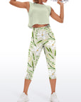 Flower white lily green wheat watercolor capris