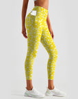 Fruit yellow lemon print leggings