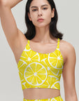 Fruit yellow lemon print tank tops