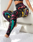 Love paint heart shape black yoga leggings