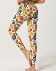 Flower colorful exotic pattern leaves leggings